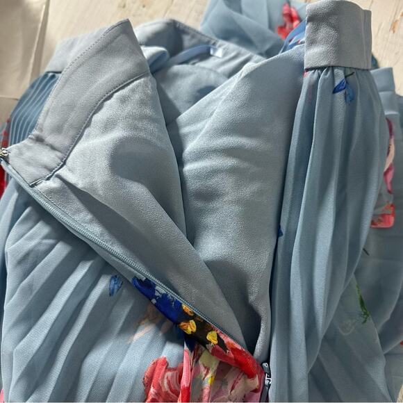 Ted Baker Harrpa Raspberry Ripple Asymmetrical Pleated Midi Skirt Size US 12 - Picture 9 of 14